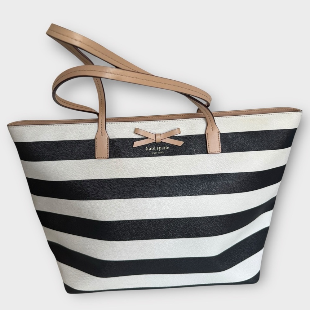 EUC Kate Spade Black and White Striped Tote Bag